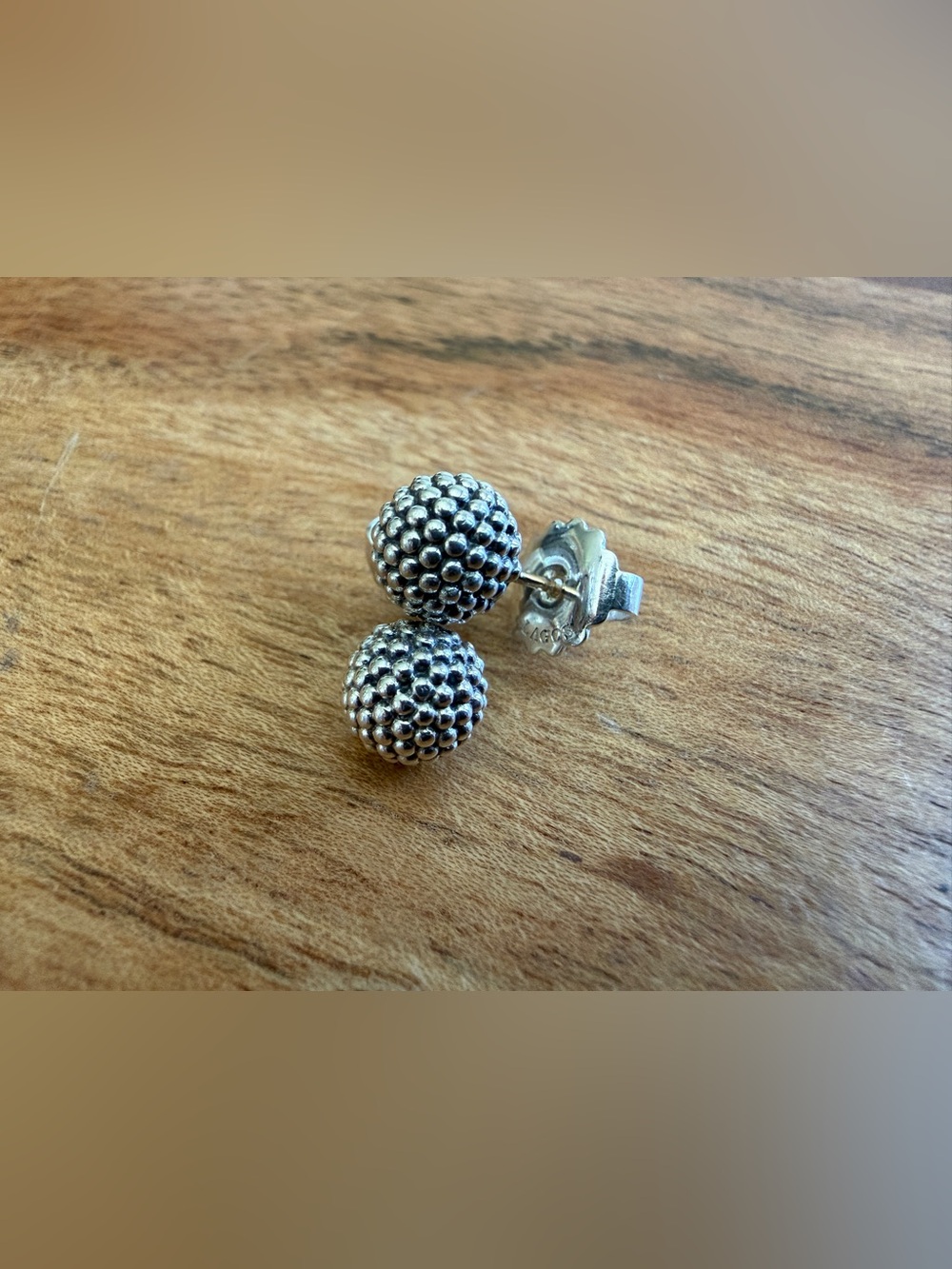 Lagos Caviar Sterling Silver 14K Posts Stud Earrings - Picture 4 of 13